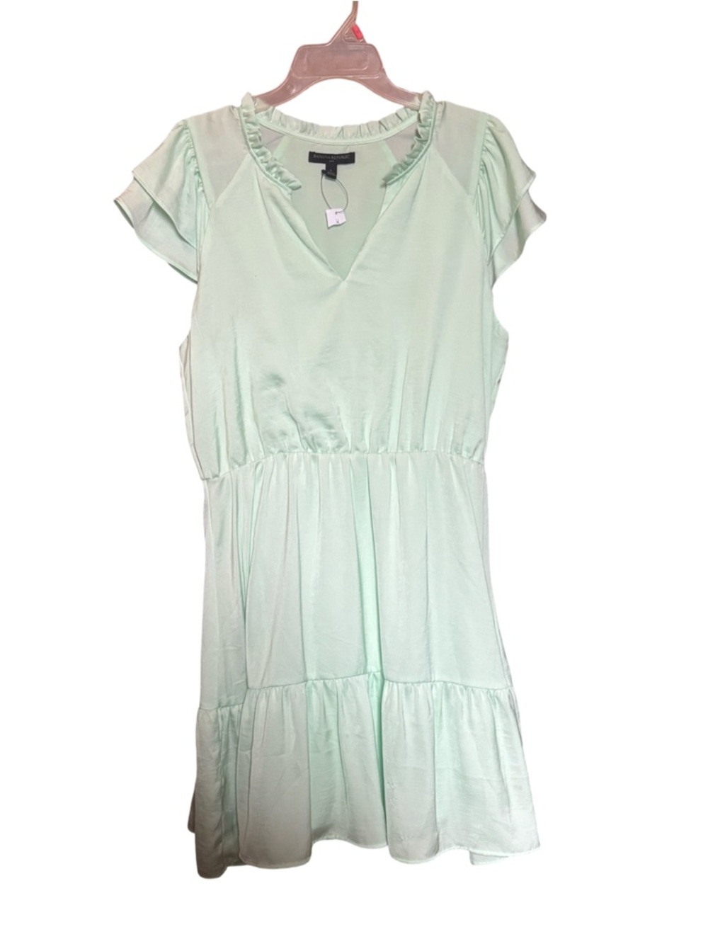 Banana Republic | Light Mint Ruffle Sleeve Tiered Dress | Size Large